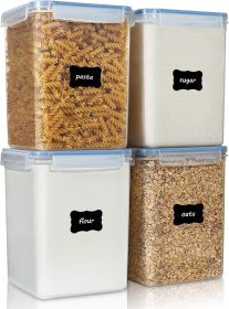 Large Food Storage Containers 5.2L / 175oz, 4 Pieces BPA Free Plastic Airtight Canisters for Flour, Sugar, Baking Supplies, Rice with Lids