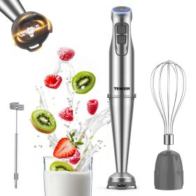 TENKER 1100W Immersion Hand Blender, Stainless Steel Stick Blender with 12-Speed & Turbo Mode (Color: Silver)